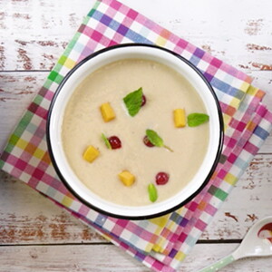 Receta para niños y bebés de papilla de pera, melocotón y cereales