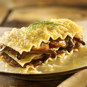 Lasaña rellena de champiñones