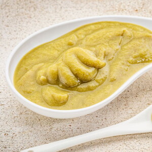 Puré de guisantes y patata con pollo