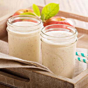 Crema de manzana, melocotón y plátano