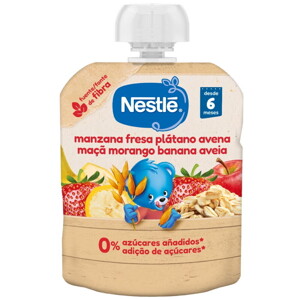 Bolsita de puré de frutas NESTLÉ Manzana, Fresa, Plátano y Avena